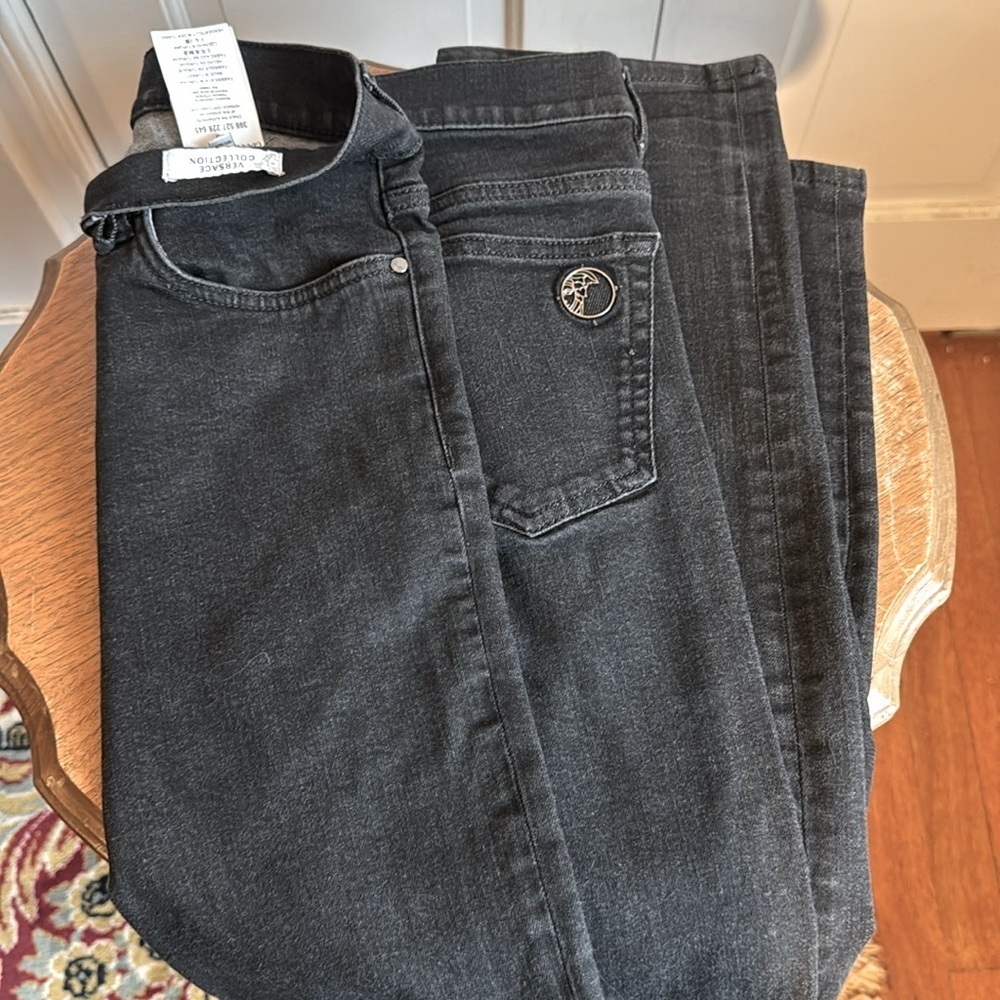NWOT Versace Collection Jeans Black Wash 5 Pocket Size 34 Medium Rise